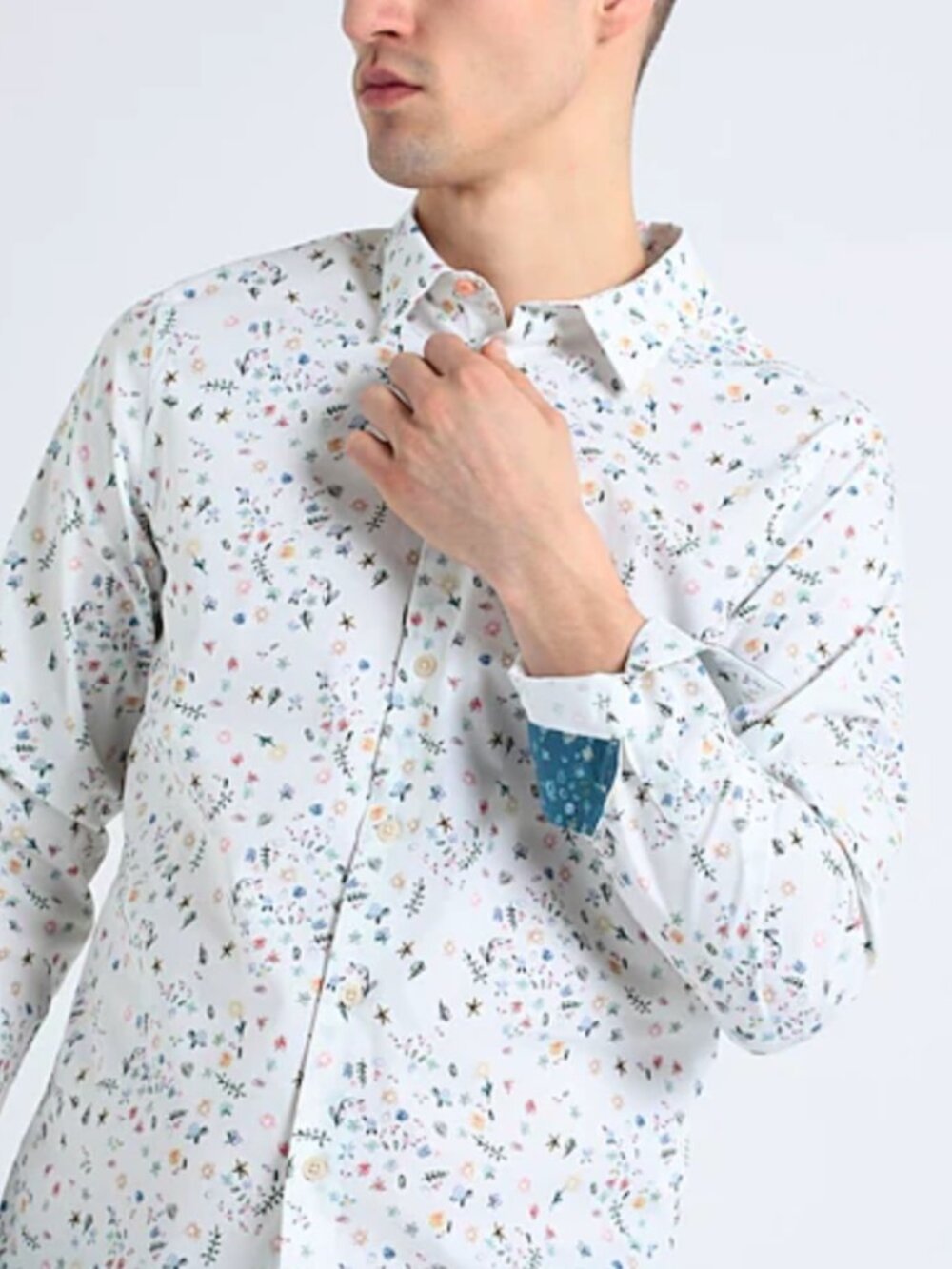PS Paul Smith Men's | Organic Cotton Slim Fit Floral Button Down Shirt | Large